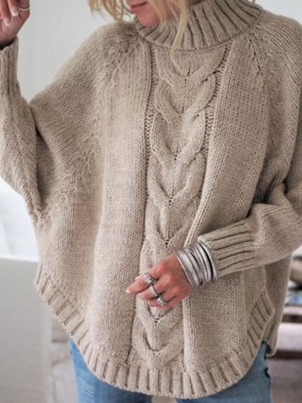 Cable-Knit Long Sleeve Sweater
