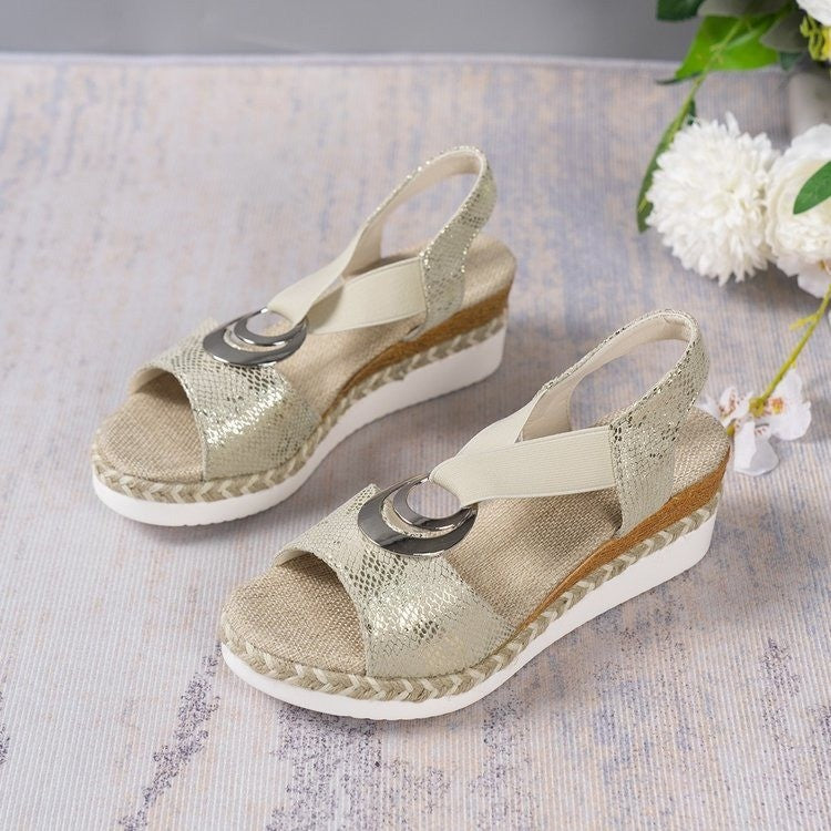 Women's Hemp Rope Wedge Peep Toe Sandals