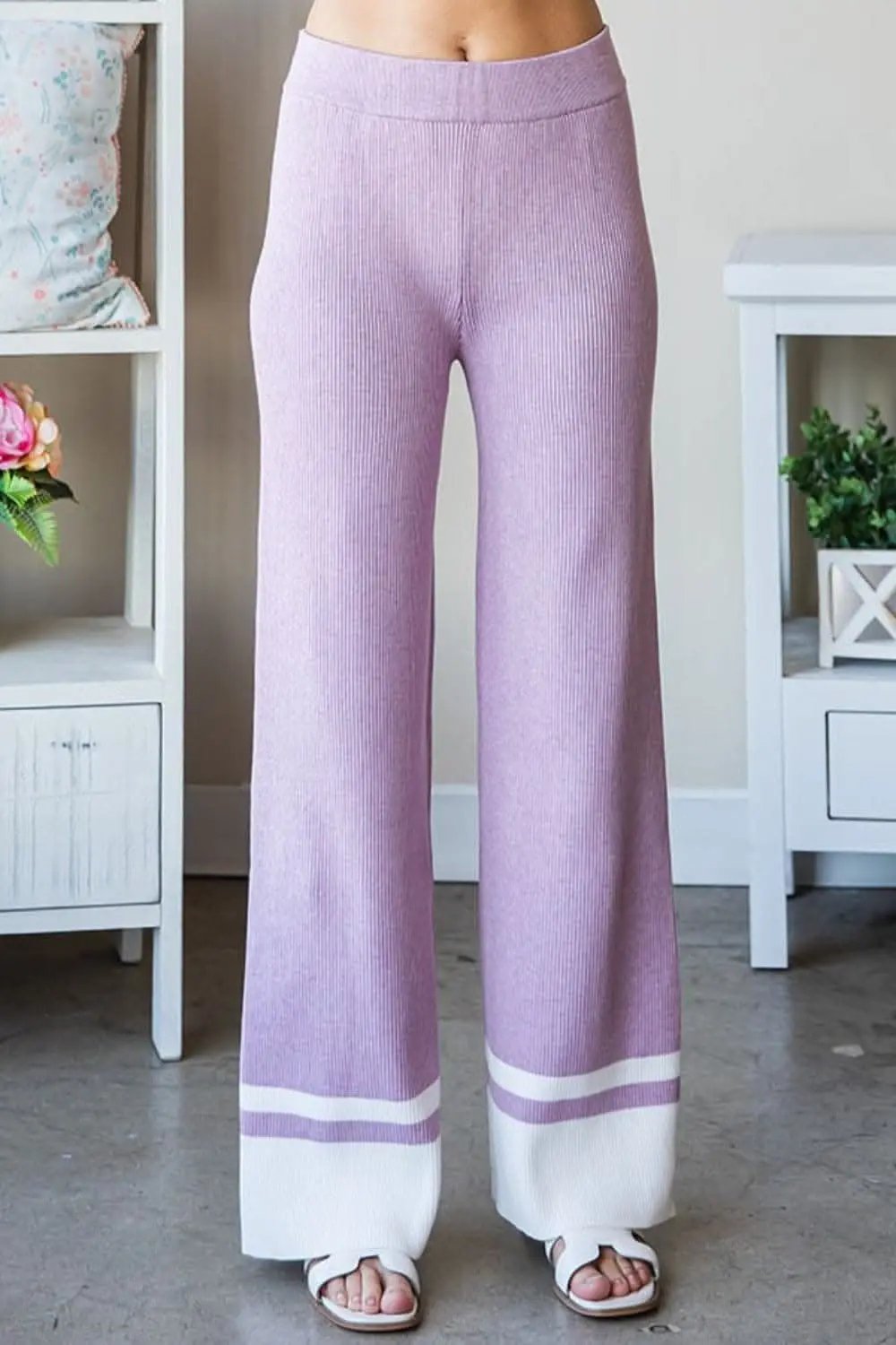 Trendsi First Love Contrast Ribbed Knit Pants