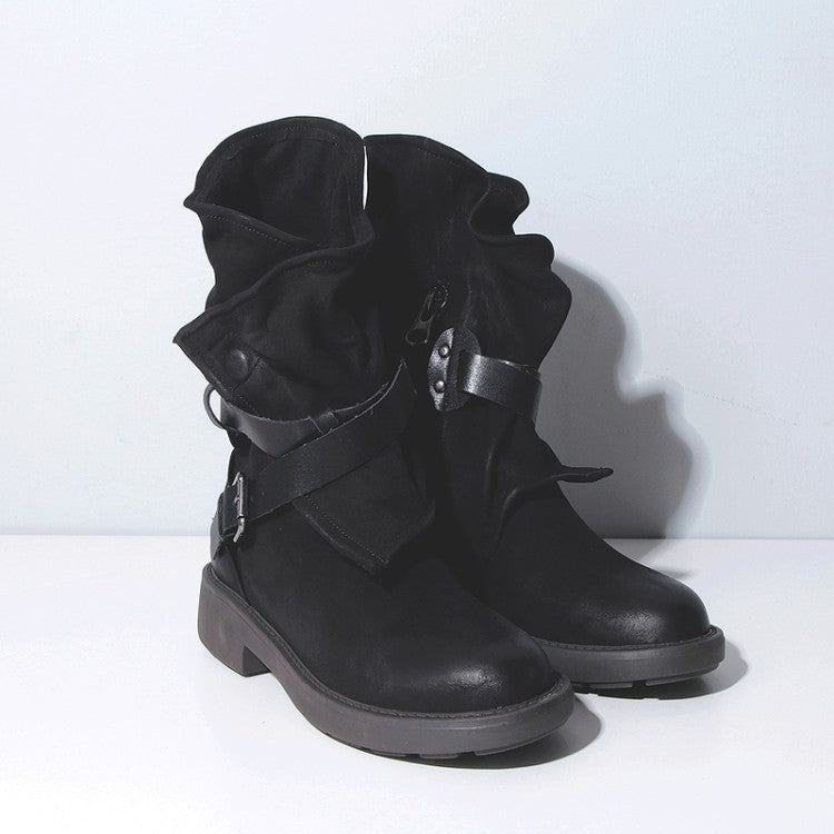 Round-Toe Buckle Shoes