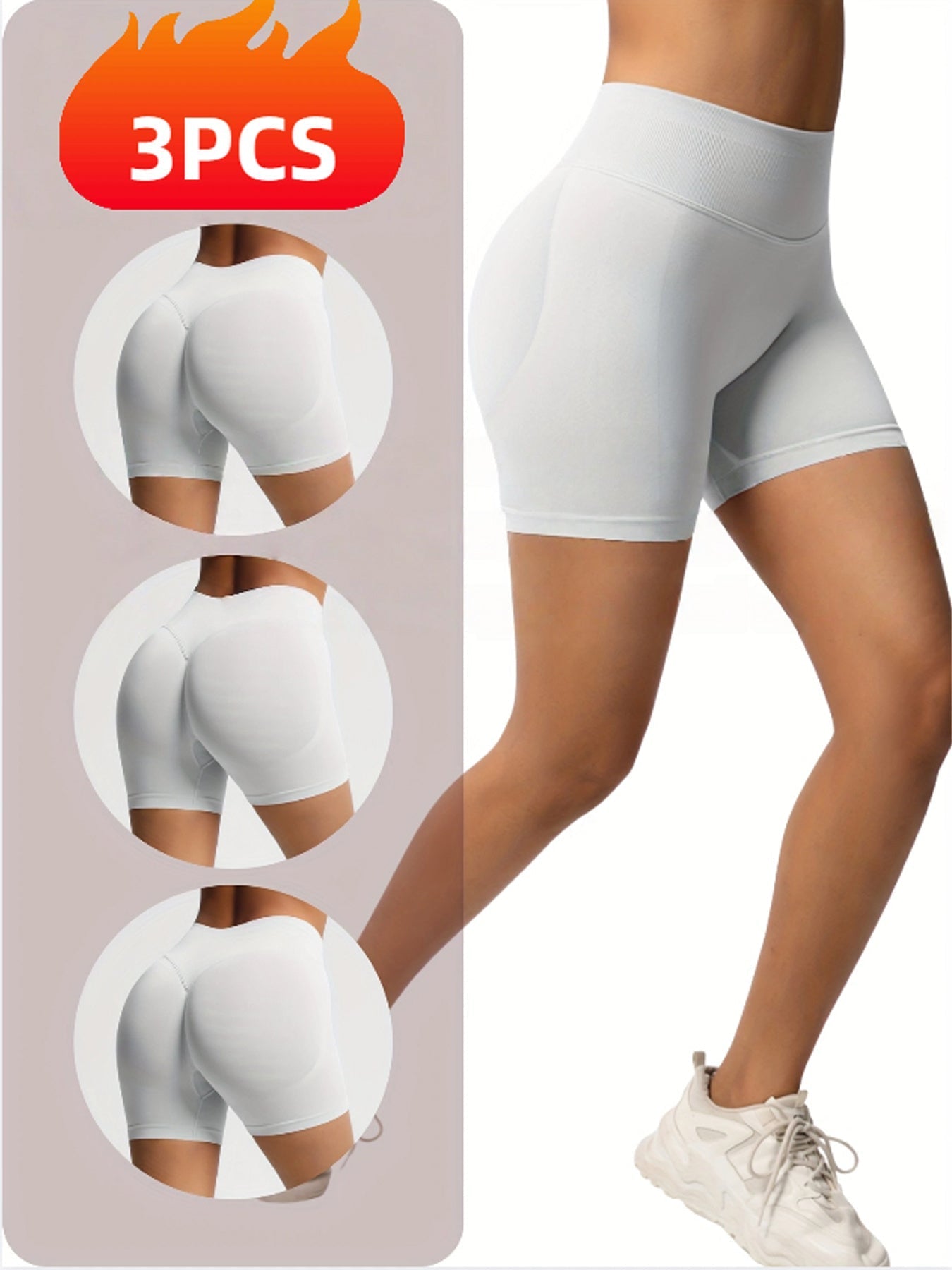 Paquete de 3 shorts deportivos sin costuras para mujer