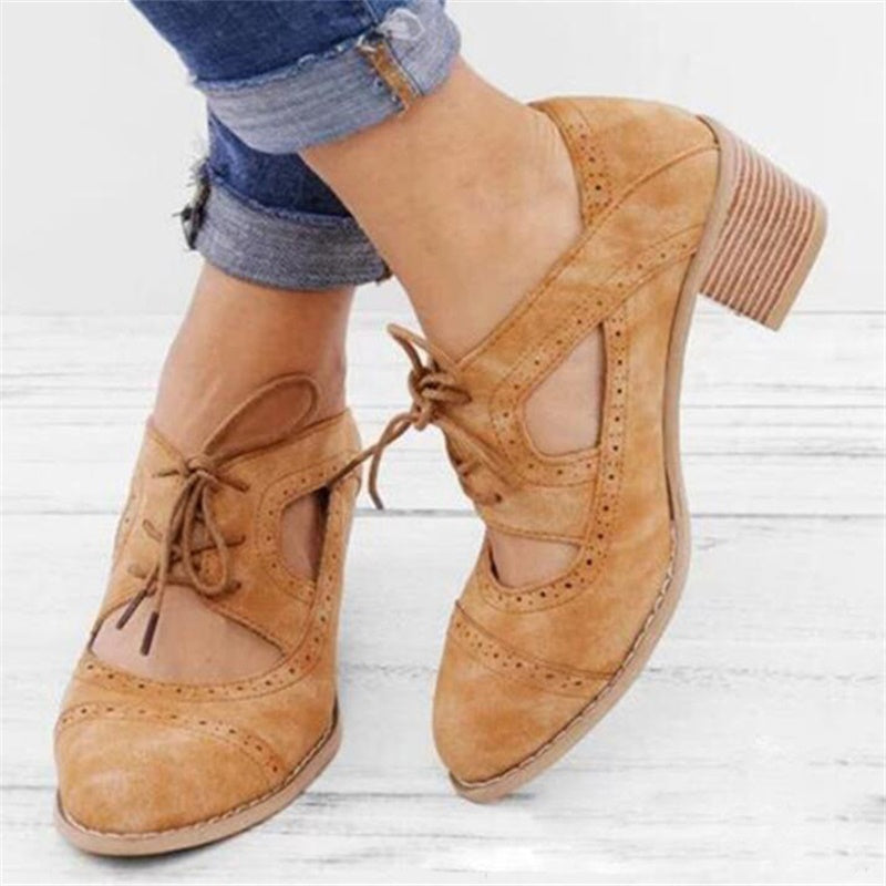 Women's Lace-Up Cutout High-Heeled Shoes