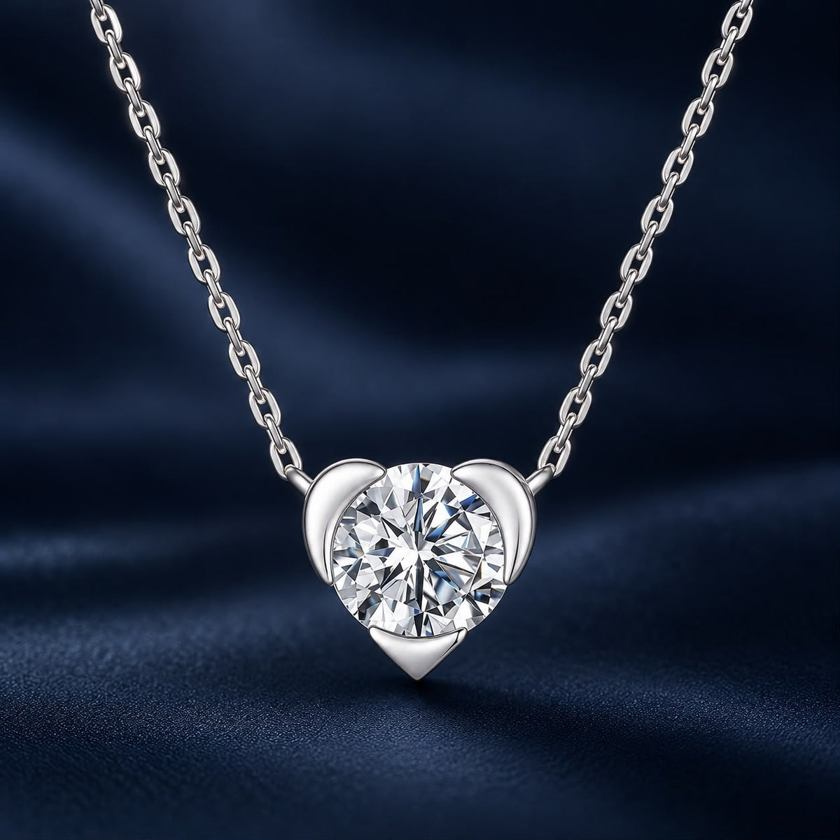 925 Sterling Silver White Gold Plated 1ct Moissanite 40+5cm Necklace for Women