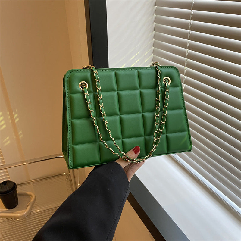 Plaid Bag Womens Small Diamond-Pattern Embroidered Grid Shoulder Bag