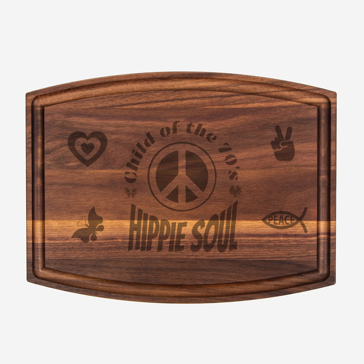 Child of the 70s Arched Wood Cutting Board with Groove - 12" x 9"