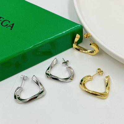 Triangle Earrings S925 Twisted Geometric Lines