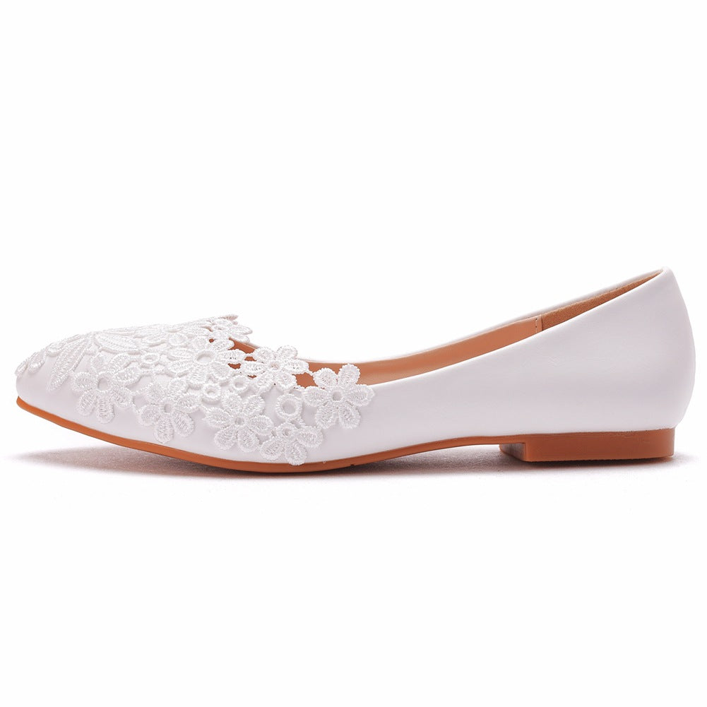 White Pointed-Toe Casual Flat Shoes