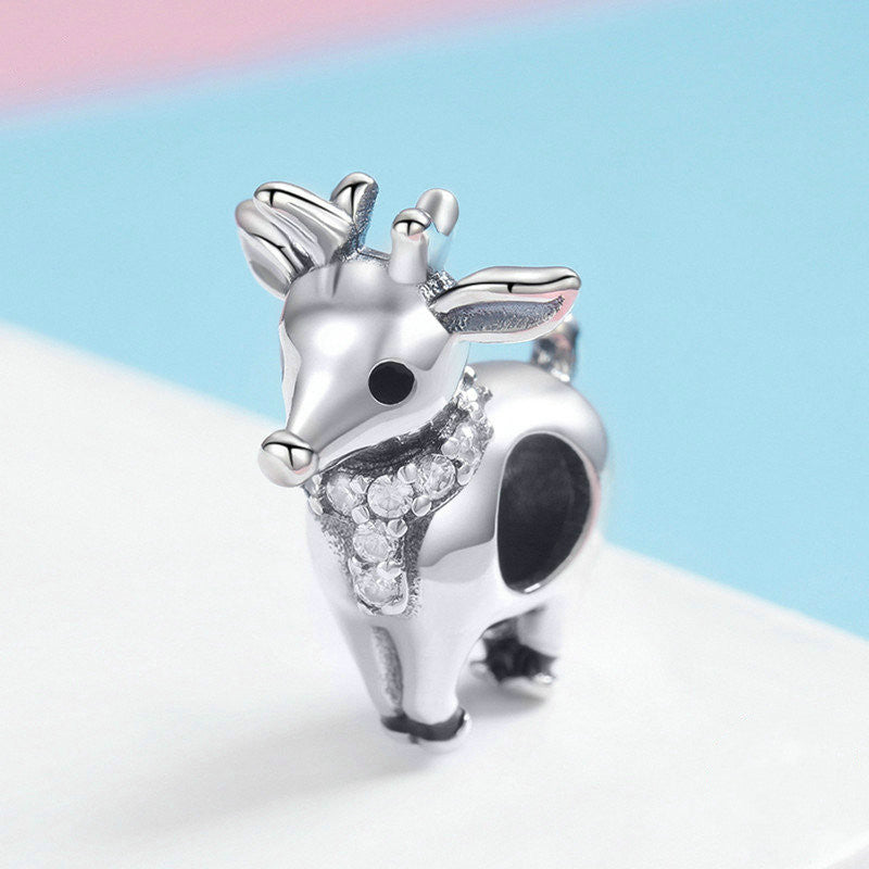 S925 sterling silver sika deer beads
