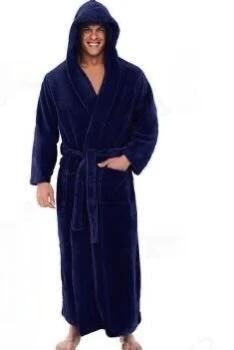 Men's Warm Plus Size Thick Hooded Bathrobe