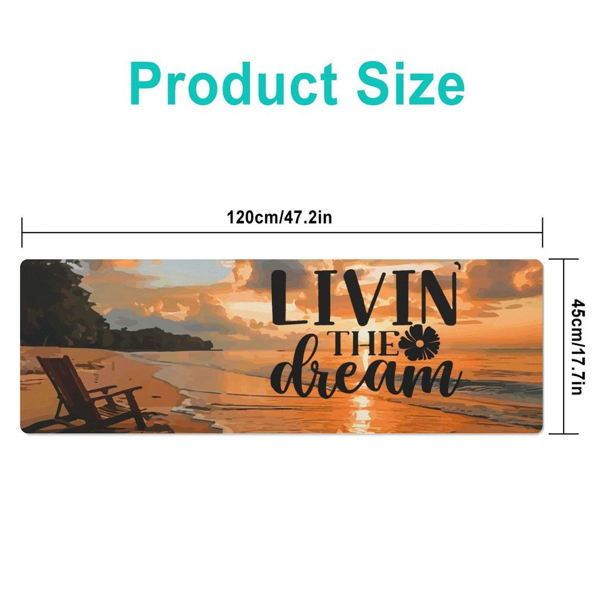 Livin' the Dream Large Custom Mousepad with Rounded Corners - 17.72" x 47.24"