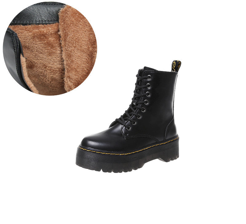 Versatile Lace-Up Platform Ankle Boots