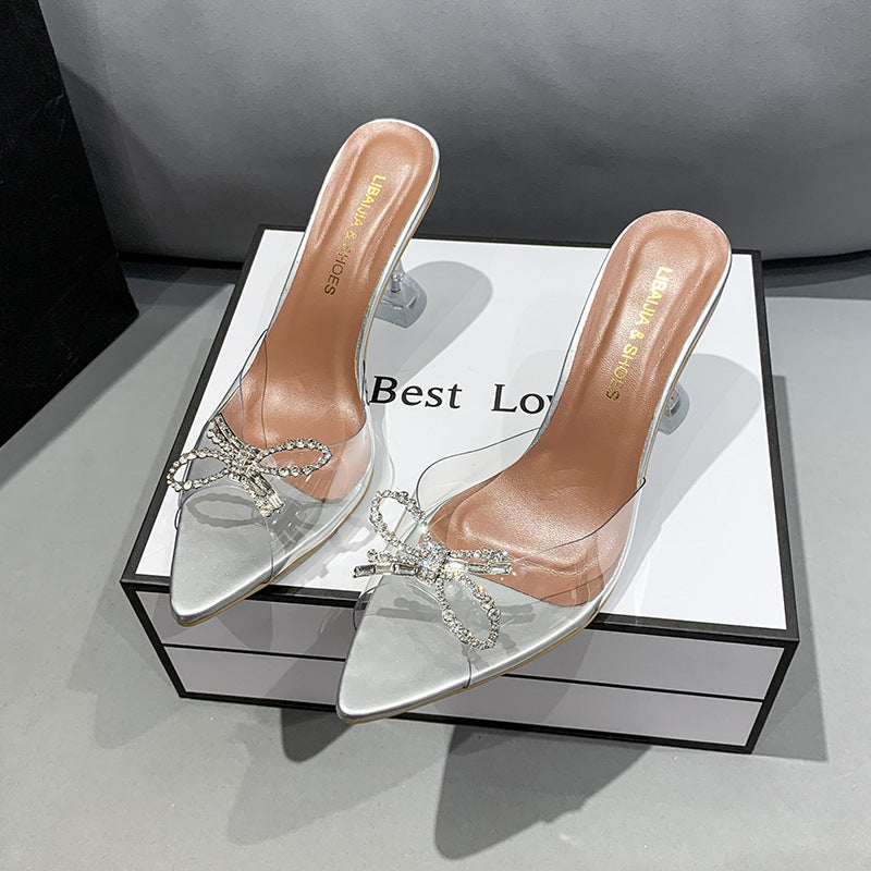 Plus Size Women's High Heels Big Bow Rhinestone Buckle Wedding Shoes Crystal Red High Heel Sandals See size chart under “more details”