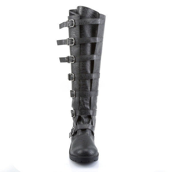 Low-Heel Multiple Buckles High Leg Retro Boots