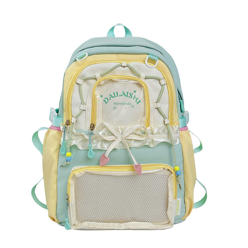 Unisex Cute Bow-Knot Middle School Student Large-Capacity Backpack