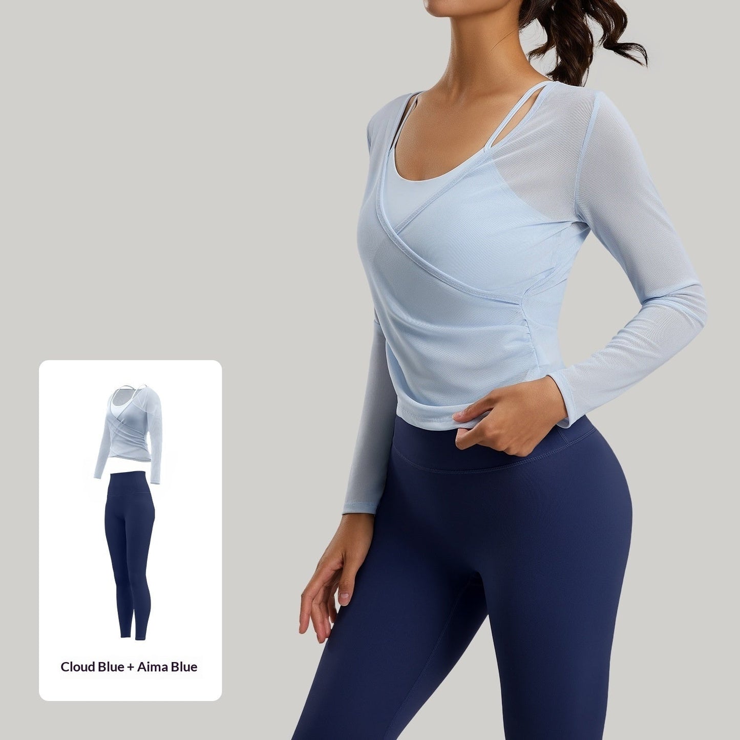 New Womens Yoga Wear Pilates Fake Two-Piece Sports Set