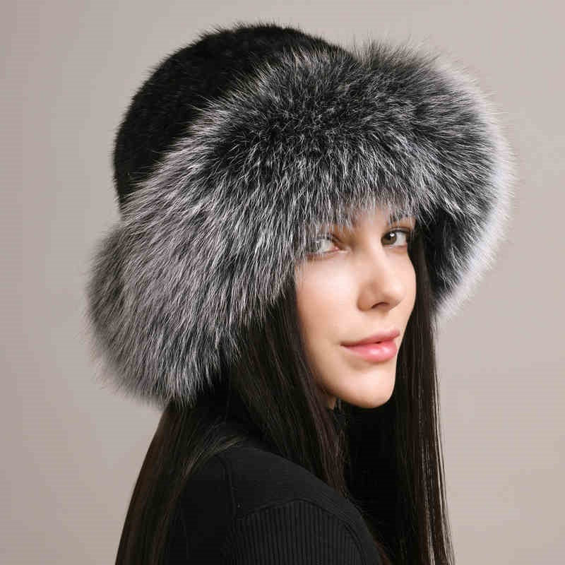 Gorro de invierno para mujer de pelo de visón – Gorro elegante y cálido de piel trenzada
