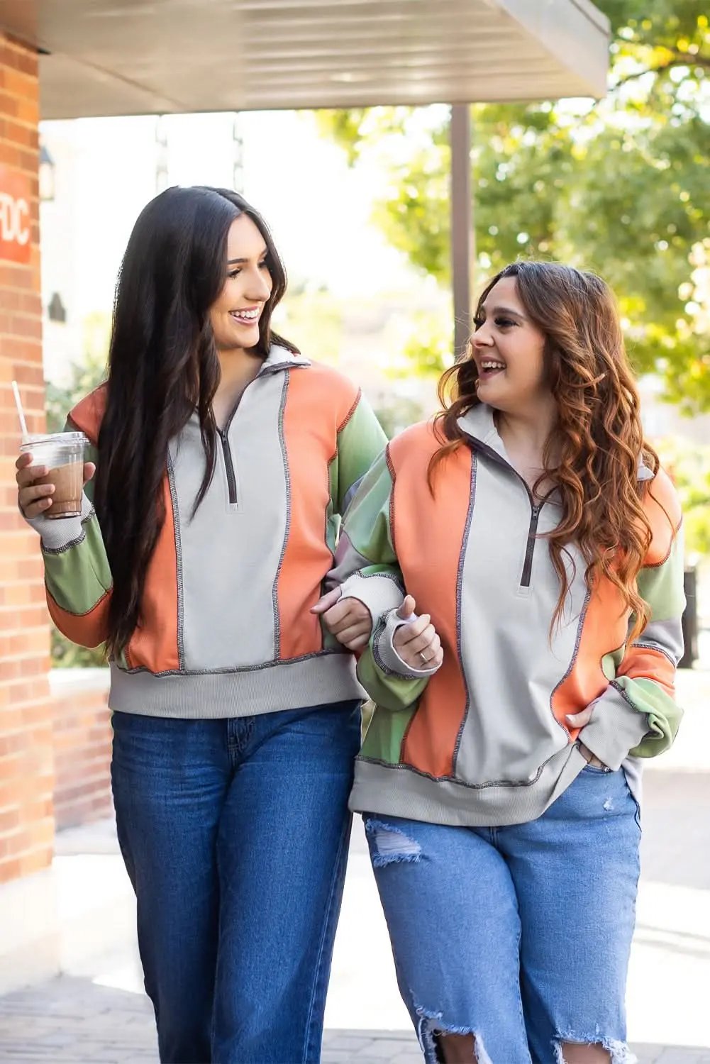 Love Salve Colorblock Half Zip Sweatshirt — Cozy Fit Women's
