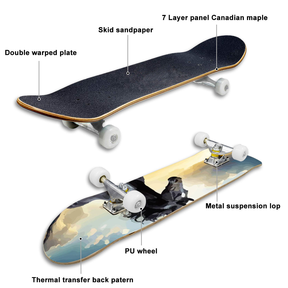 Wild Black Horse Complete Skateboard (Made in USA)