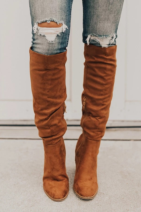 Side Zip Over-the-Knee Boots