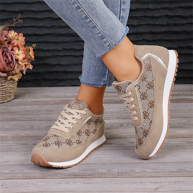 Zapatillas de lona con estampado floral y cordones – Zapatos de lona cómodos