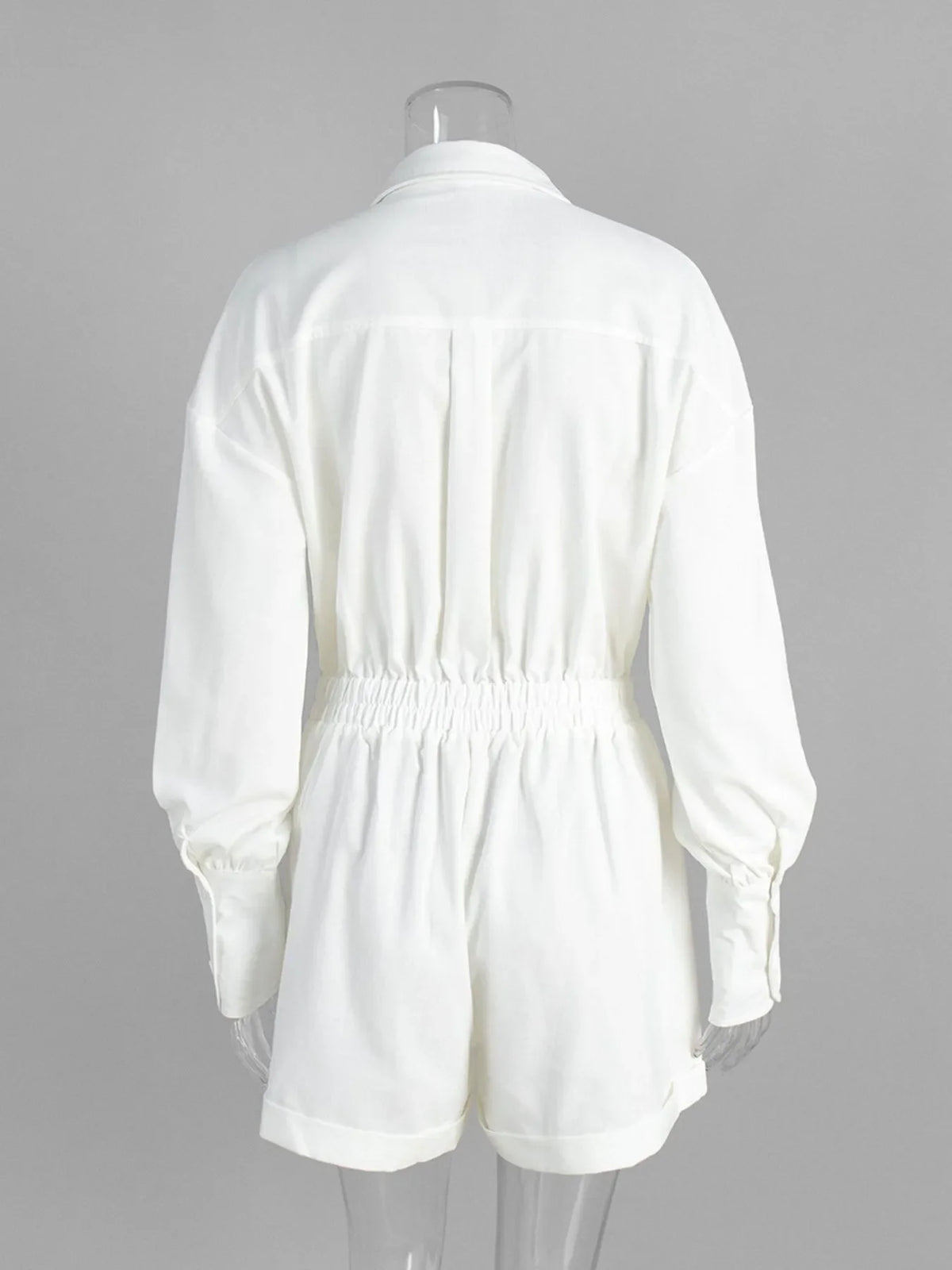 Casual Button Front Long Sleeve Romper