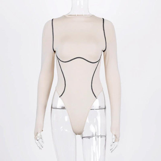 Body de manga larga con costuras expuestas