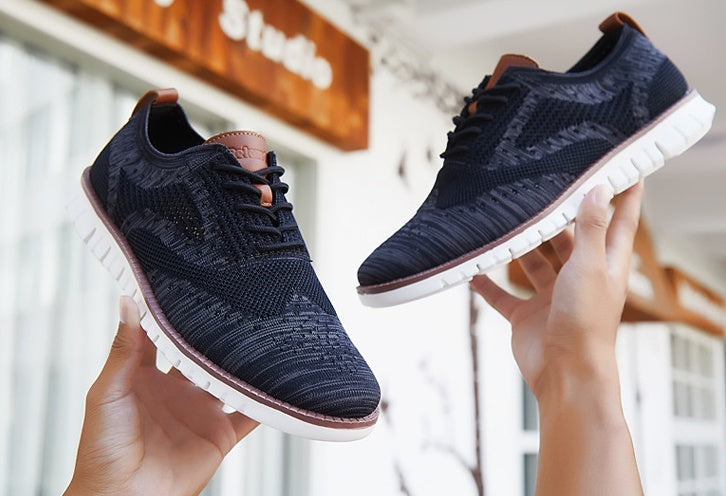 Men's Knitted Lace-Up Casual Sneakers
