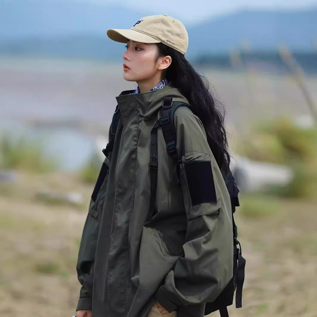 Mountain Functional Waterproof Autumn Male And Female Overalls Hooded Jacket