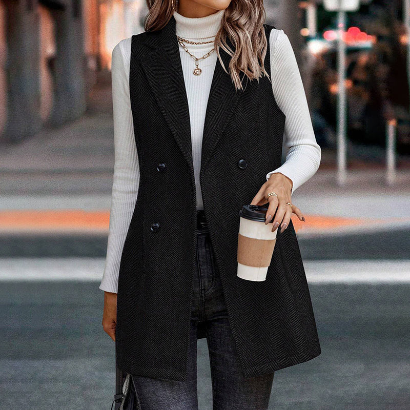 🖤 Chaleco sastre sin mangas para mujer – Estilo informal de negocios a la moda