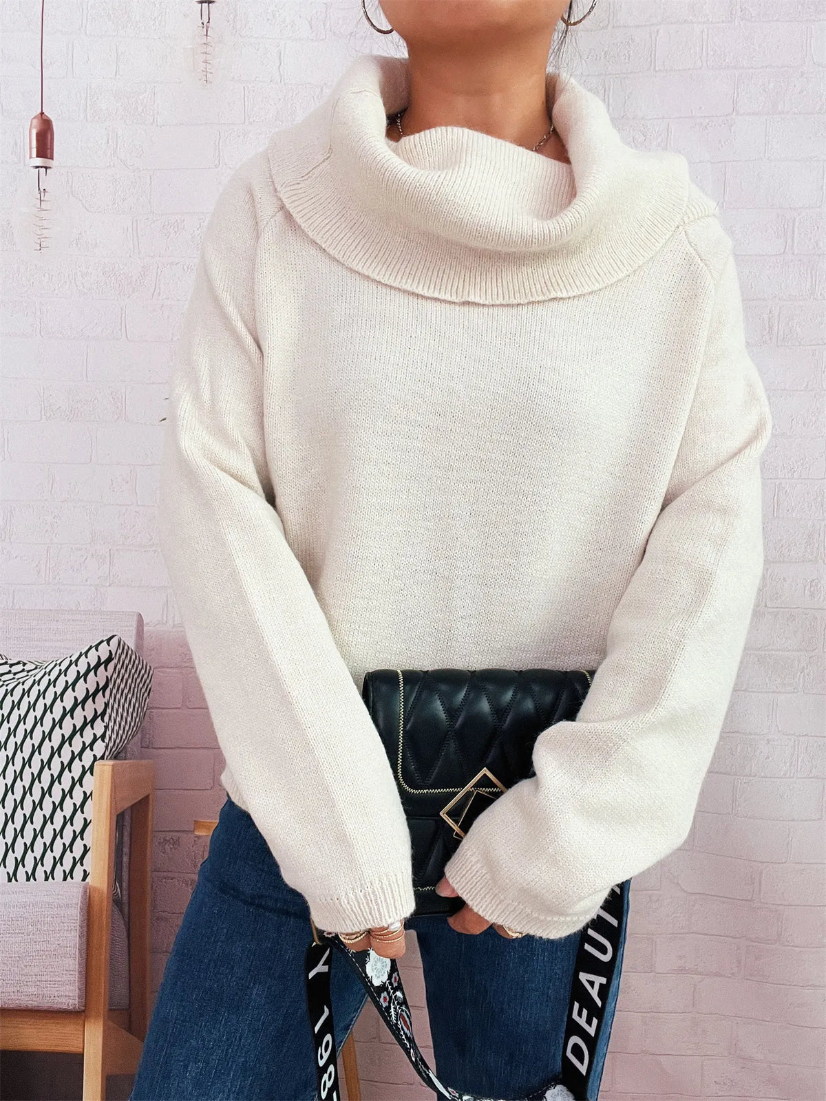 Striped Turtleneck Long Sleeve Sweater