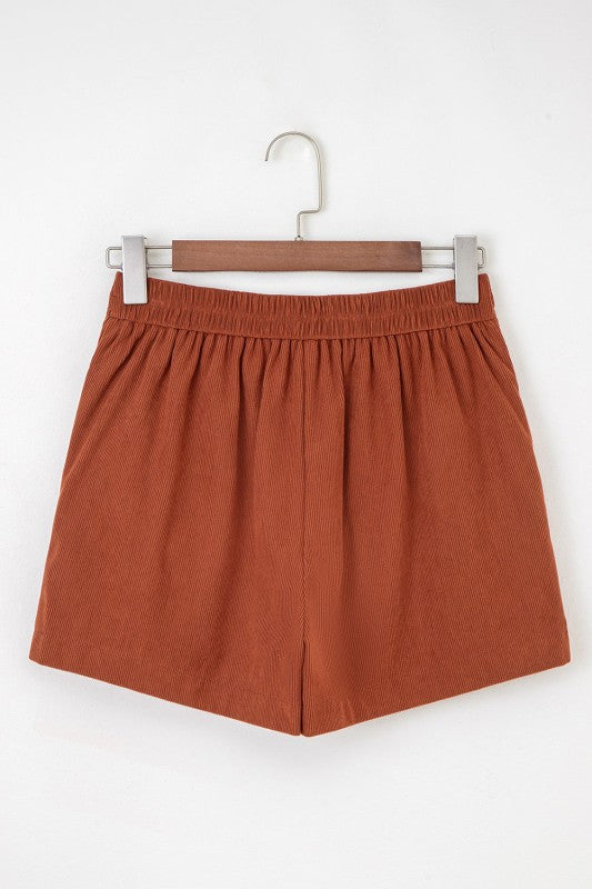 Corduroy Scalloped Edge High Waist Shorts See size chart under “more details”