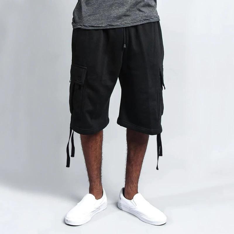 Men's Casual Five-point Overalls Multi-pocket Loose Straight Shorts