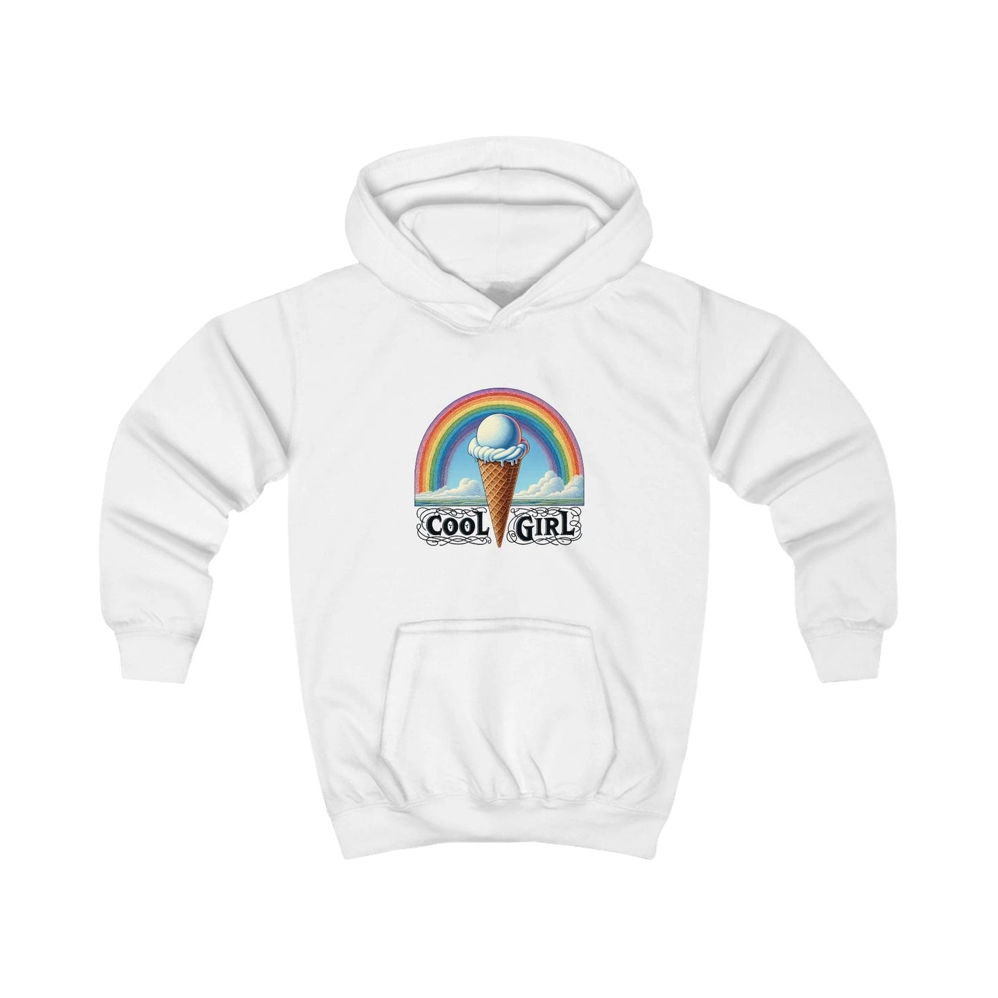 Cool Girl Rainbow Ice Cream Kids Hoodie