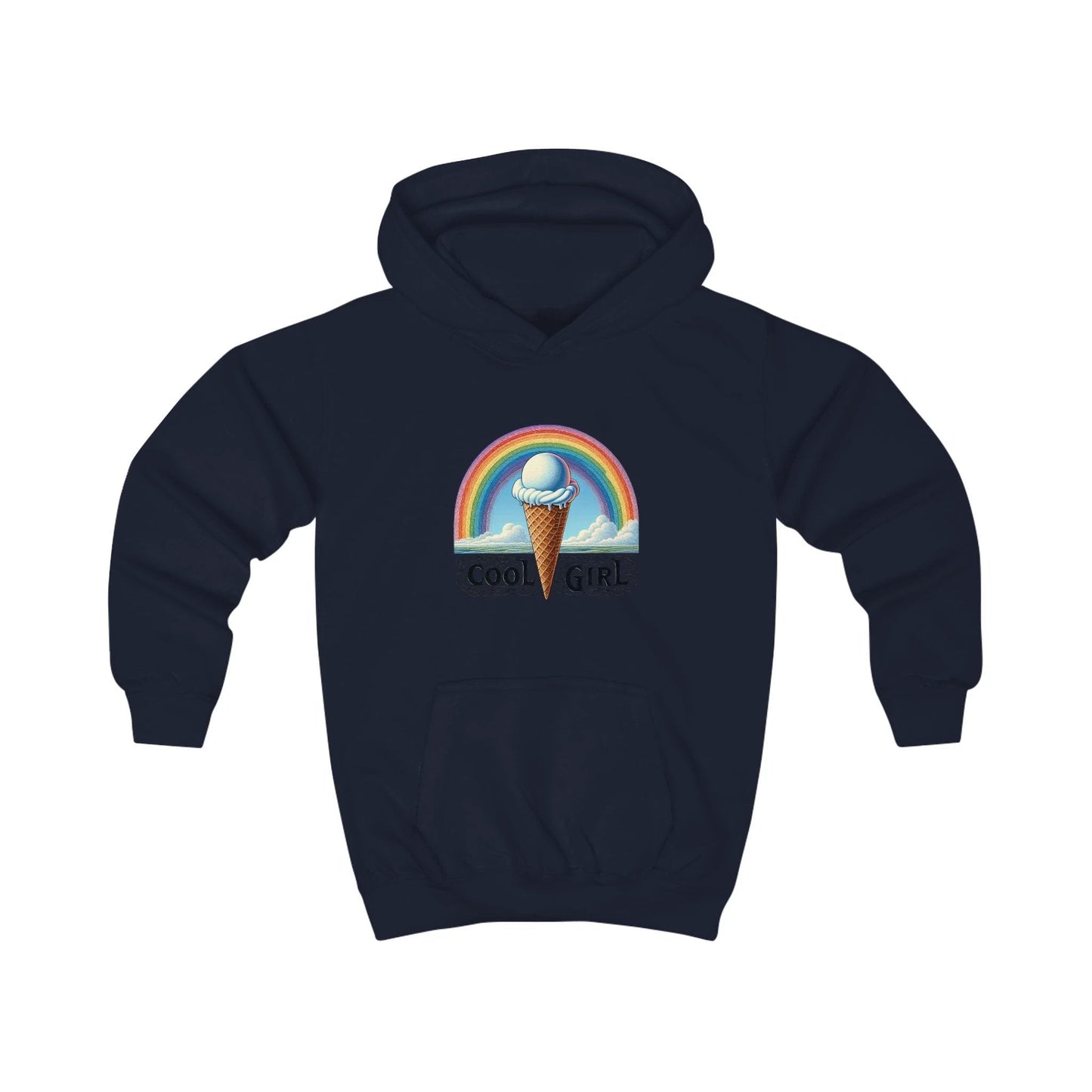 Cool Girl Rainbow Ice Cream Kids Hoodie