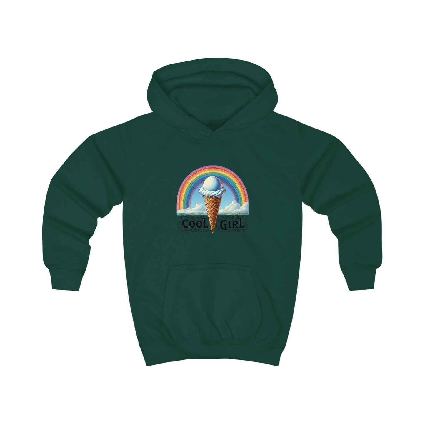 Cool Girl Rainbow Ice Cream Kids Hoodie