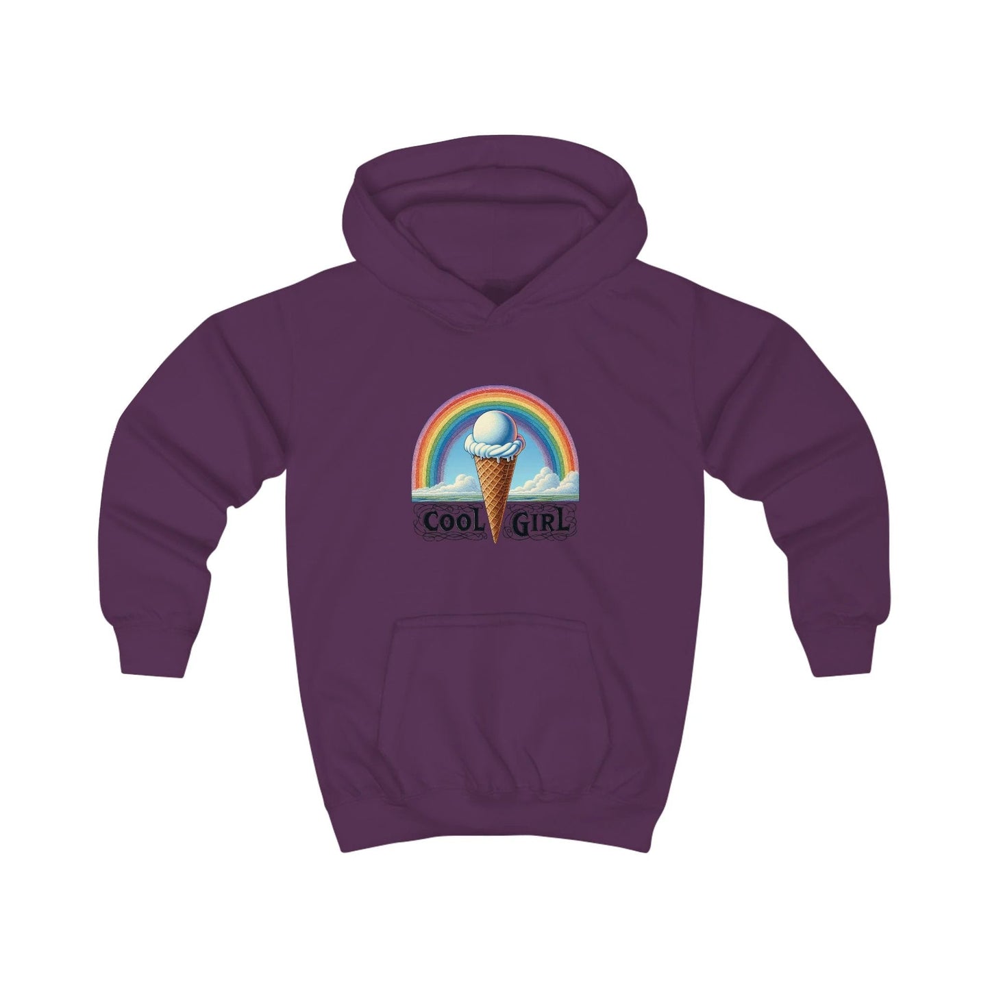 Cool Girl Rainbow Ice Cream Kids Hoodie