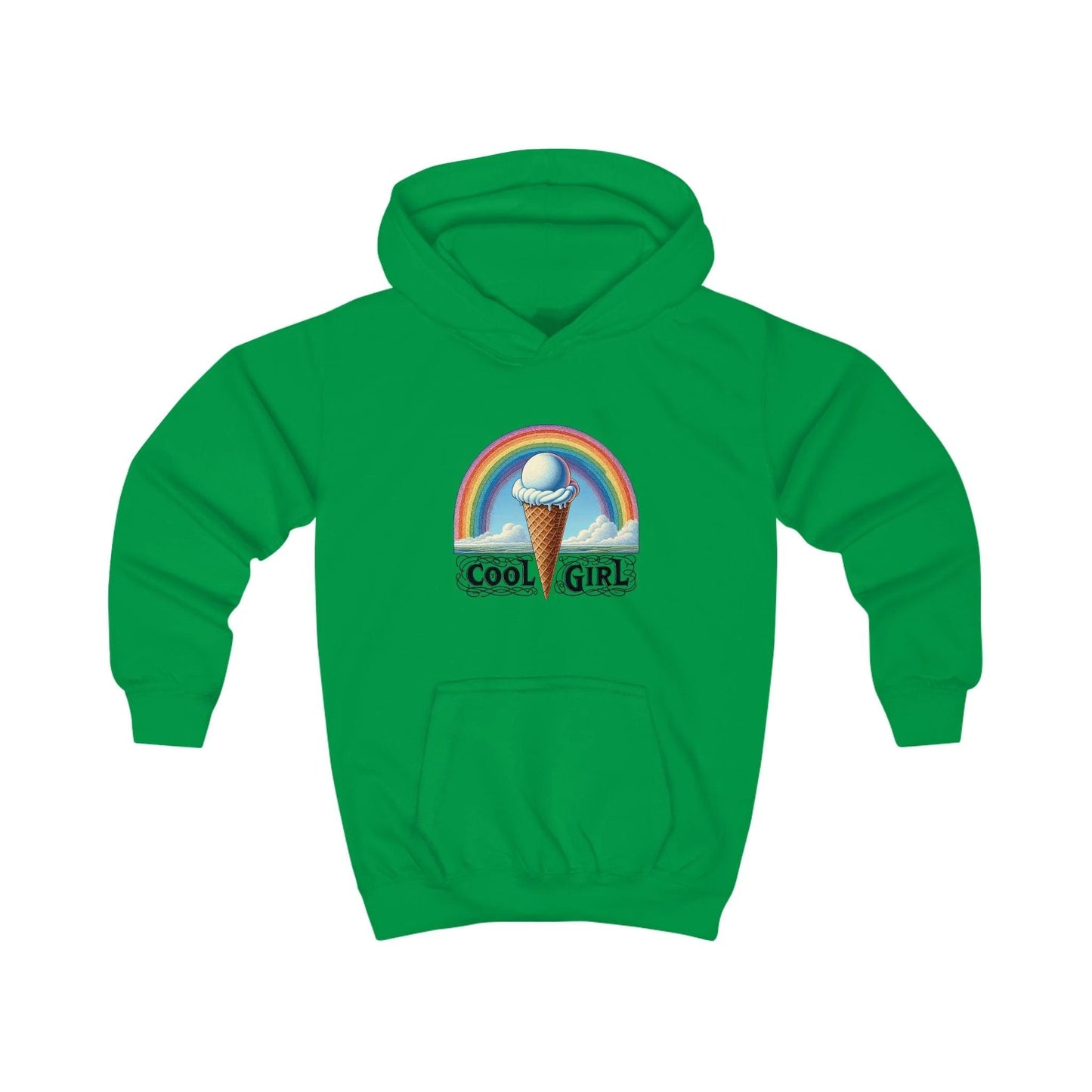 Cool Girl Rainbow Ice Cream Kids Hoodie