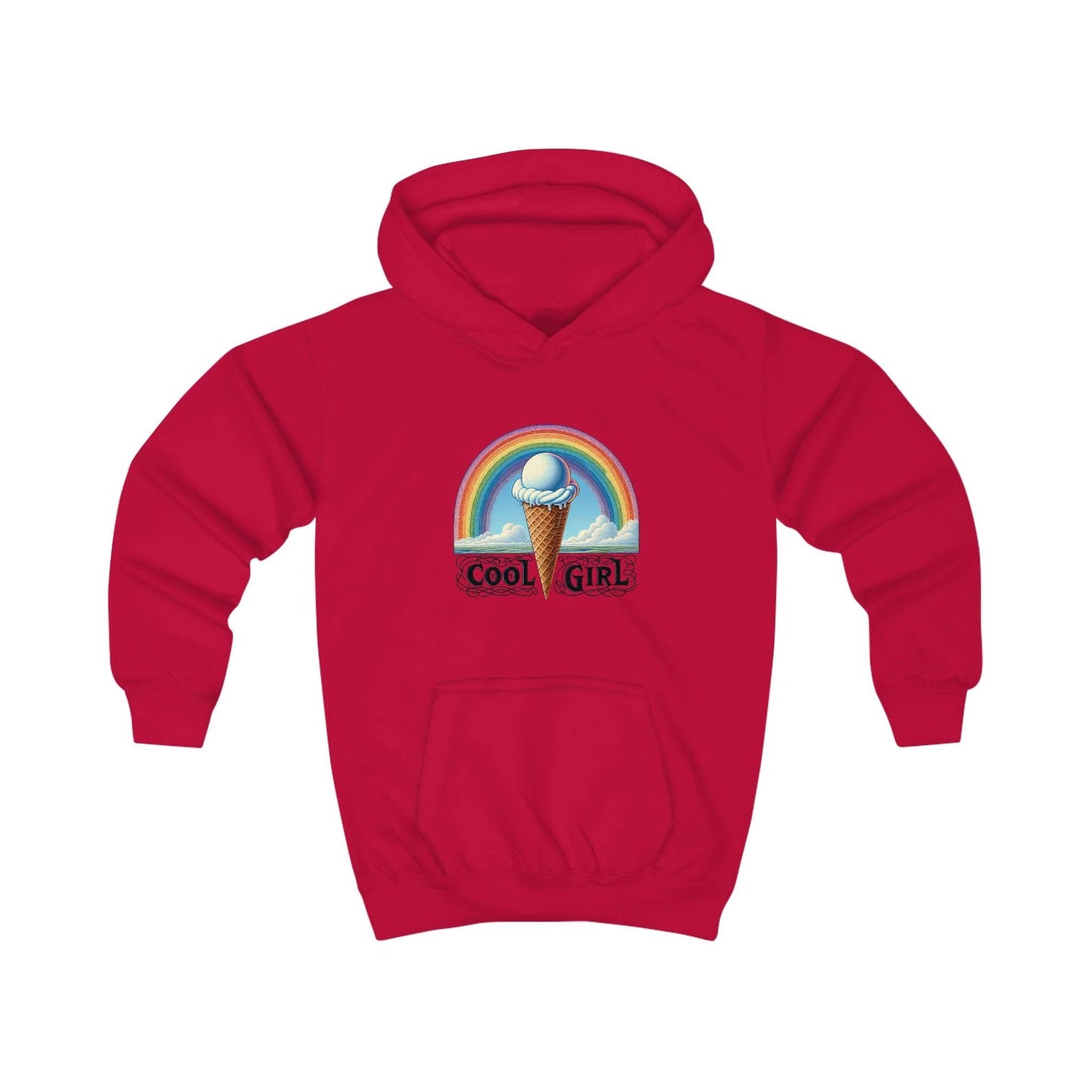 Cool Girl Rainbow Ice Cream Kids Hoodie