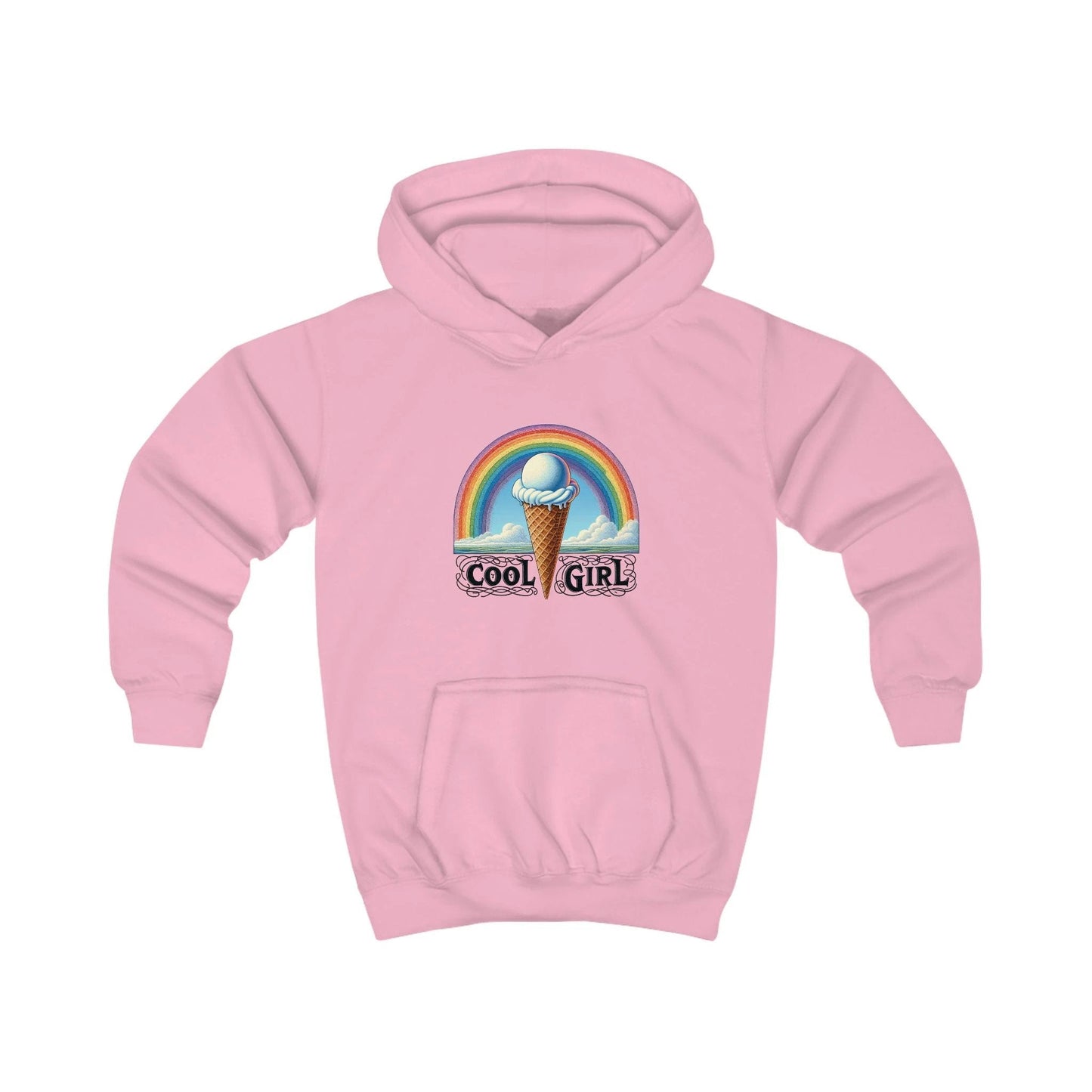 Cool Girl Rainbow Ice Cream Kids Hoodie