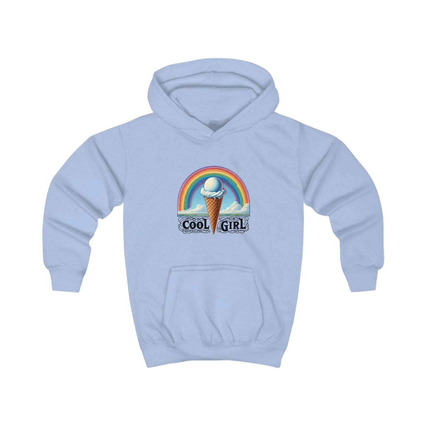 Cool Girl Rainbow Ice Cream Kids Hoodie