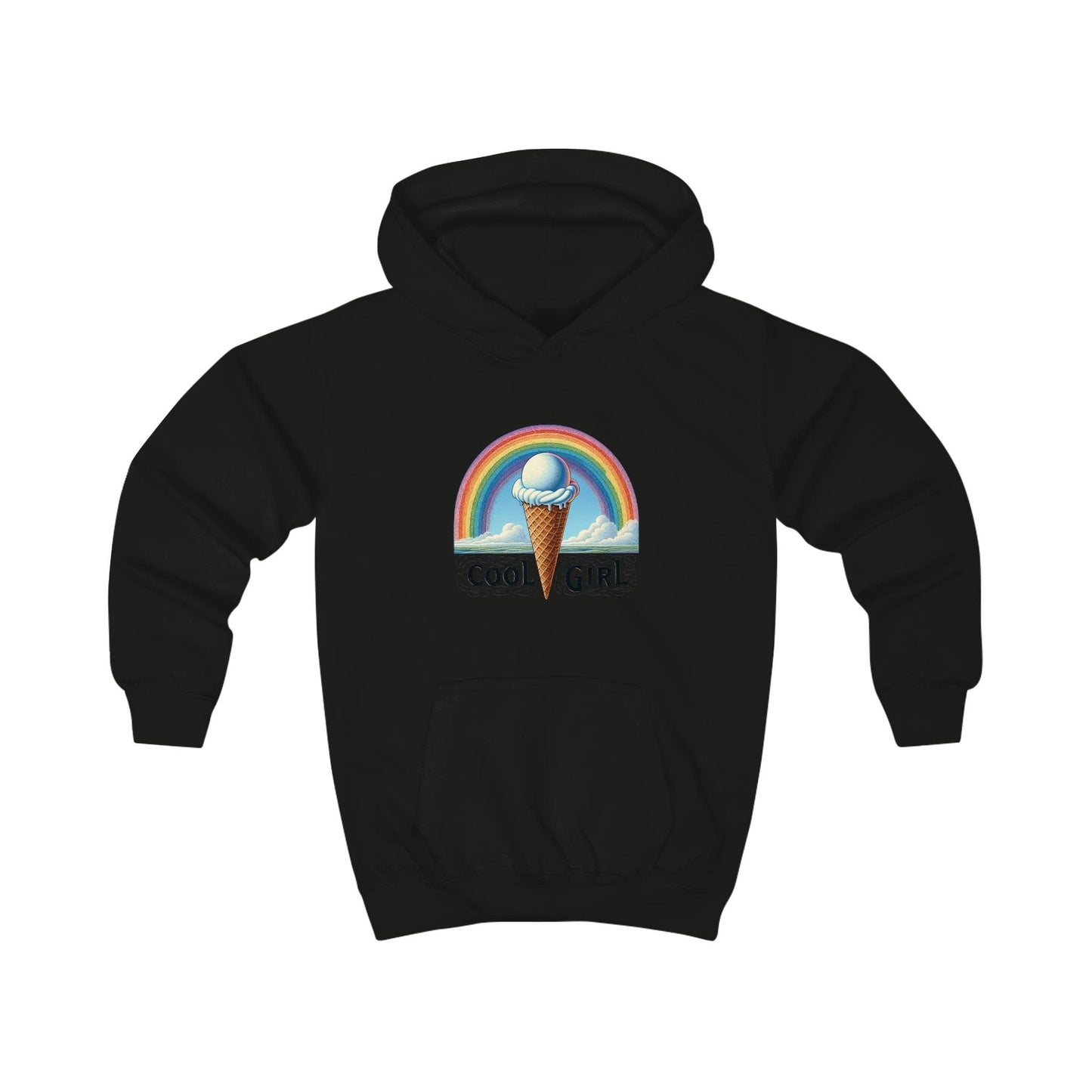 Cool Girl Rainbow Ice Cream Kids Hoodie