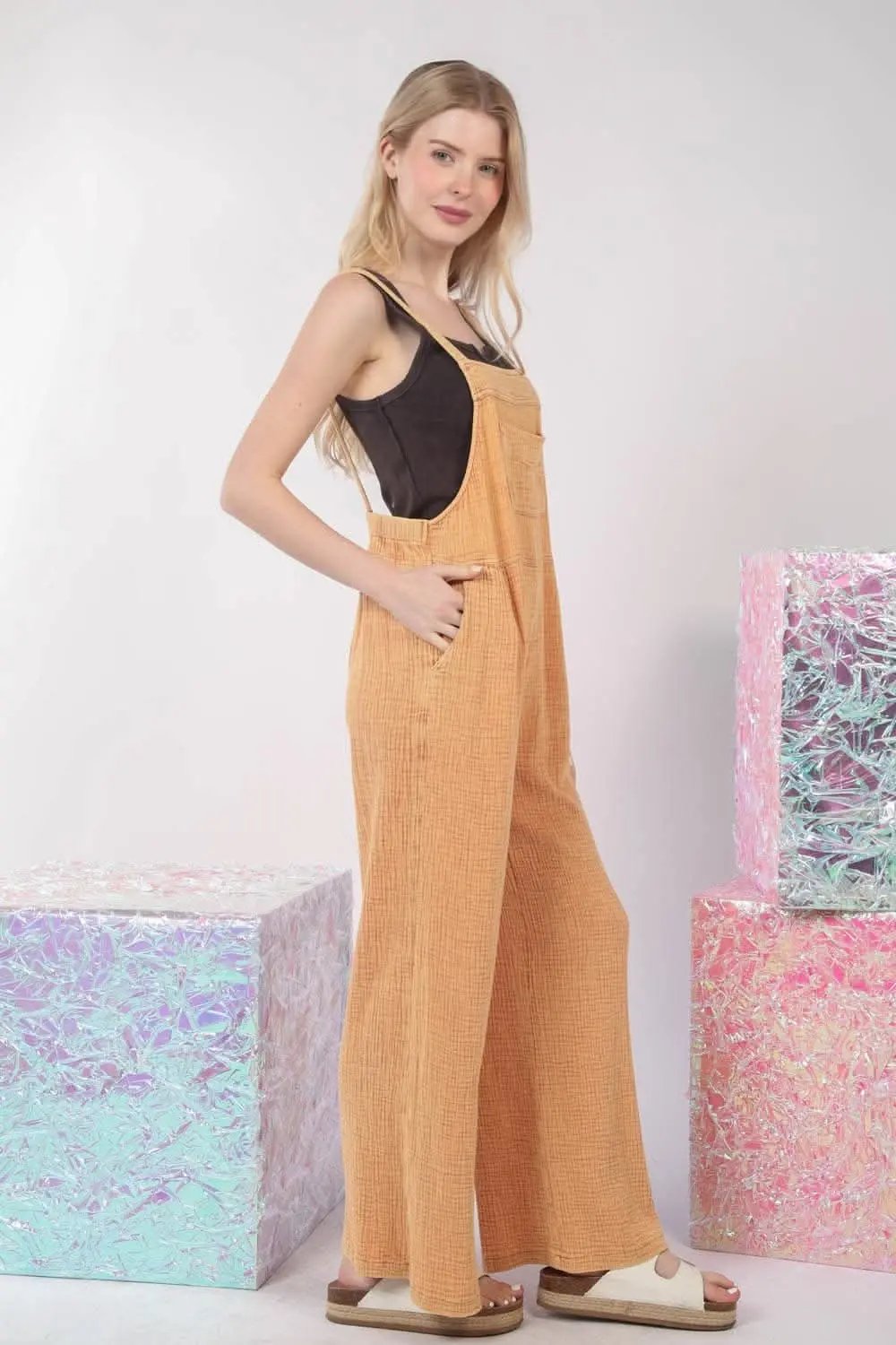 Accessories Trendsi VERY J Texture Washed Wide Leg Overalls