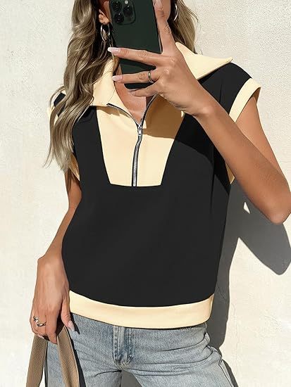 Sudadera tipo polo Fisoew de medio cierre y bloques de color