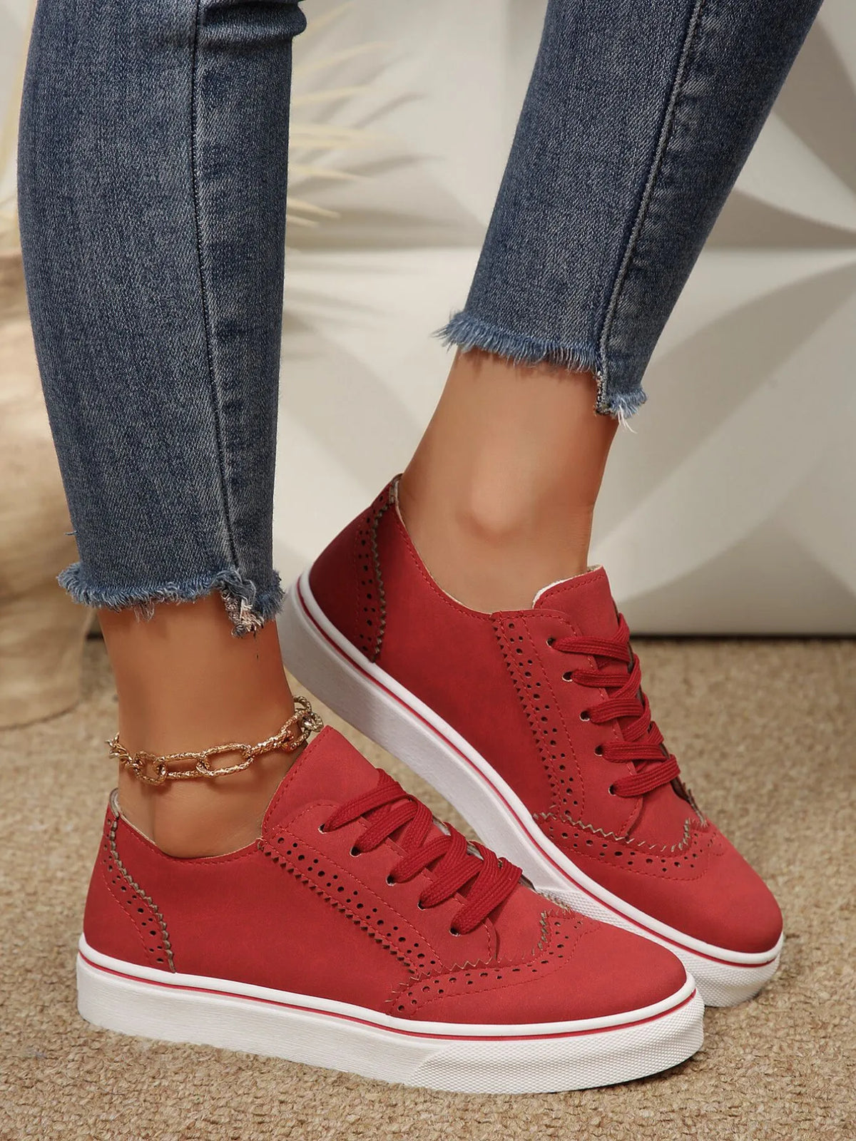 PU Leather Lace Up Platform Sneakers – Multi-Color