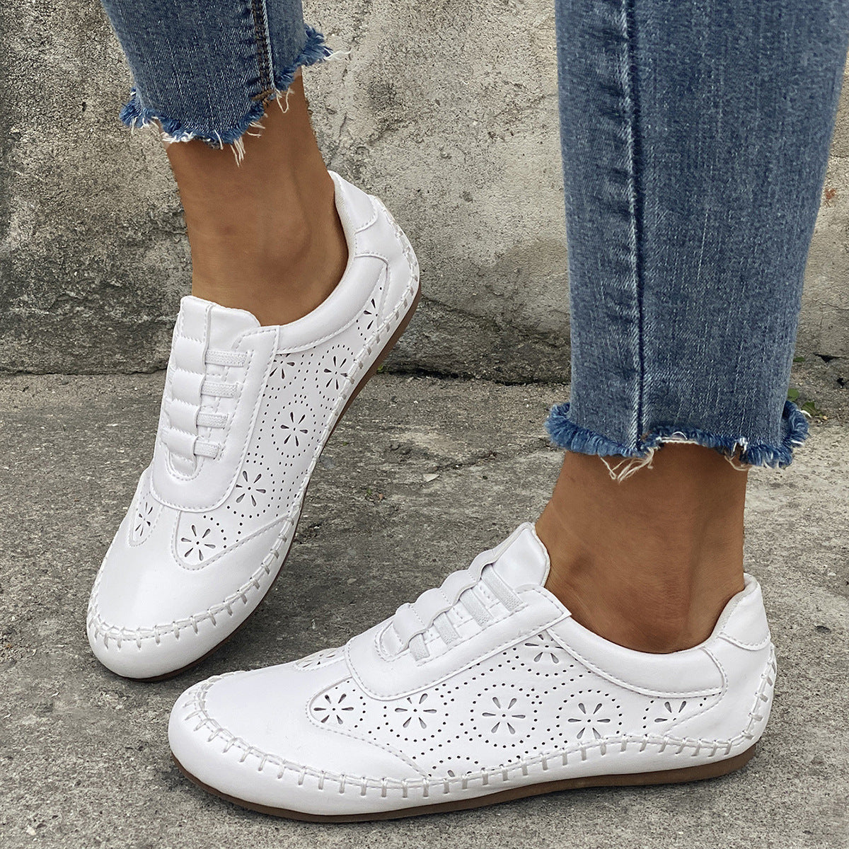 Women's Round-Toe Hollow Casual Flats