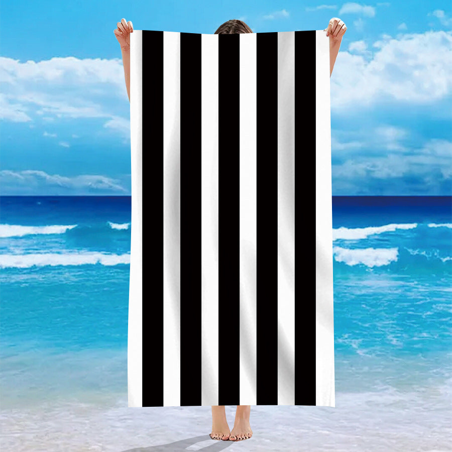 Single-sided Velvet Personalized Striped Pattern Microfiber Beach Bath Towel