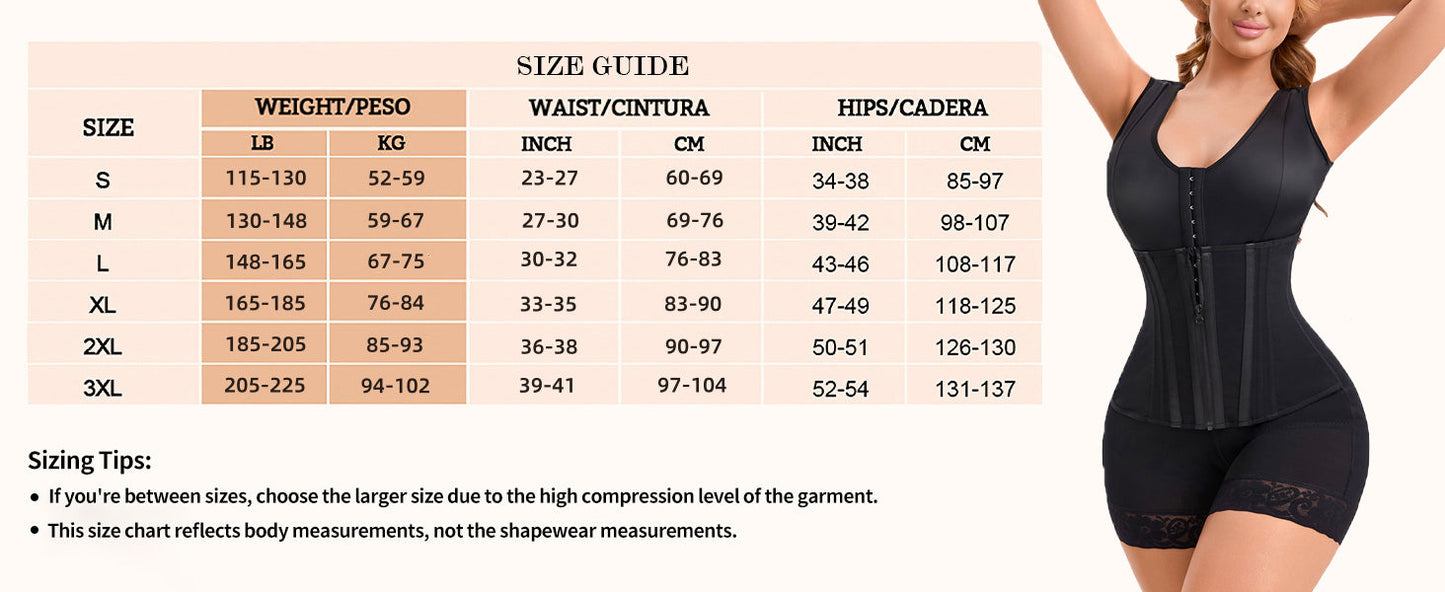 Fajas Colombianas Moldeadoras Overbust Shapewear For Women Tummy Control Full Body Shaper & Butt Lifter Post Surgery Compression Garment See size chart under “more details”
