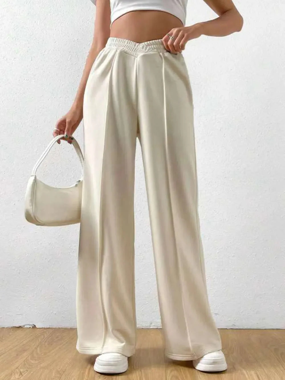 Pantalones de pernera ancha con cintura elástica