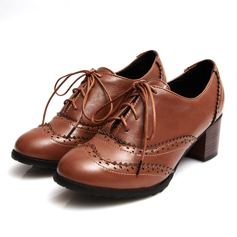 Women's Lace-up Thick Heel Shoes