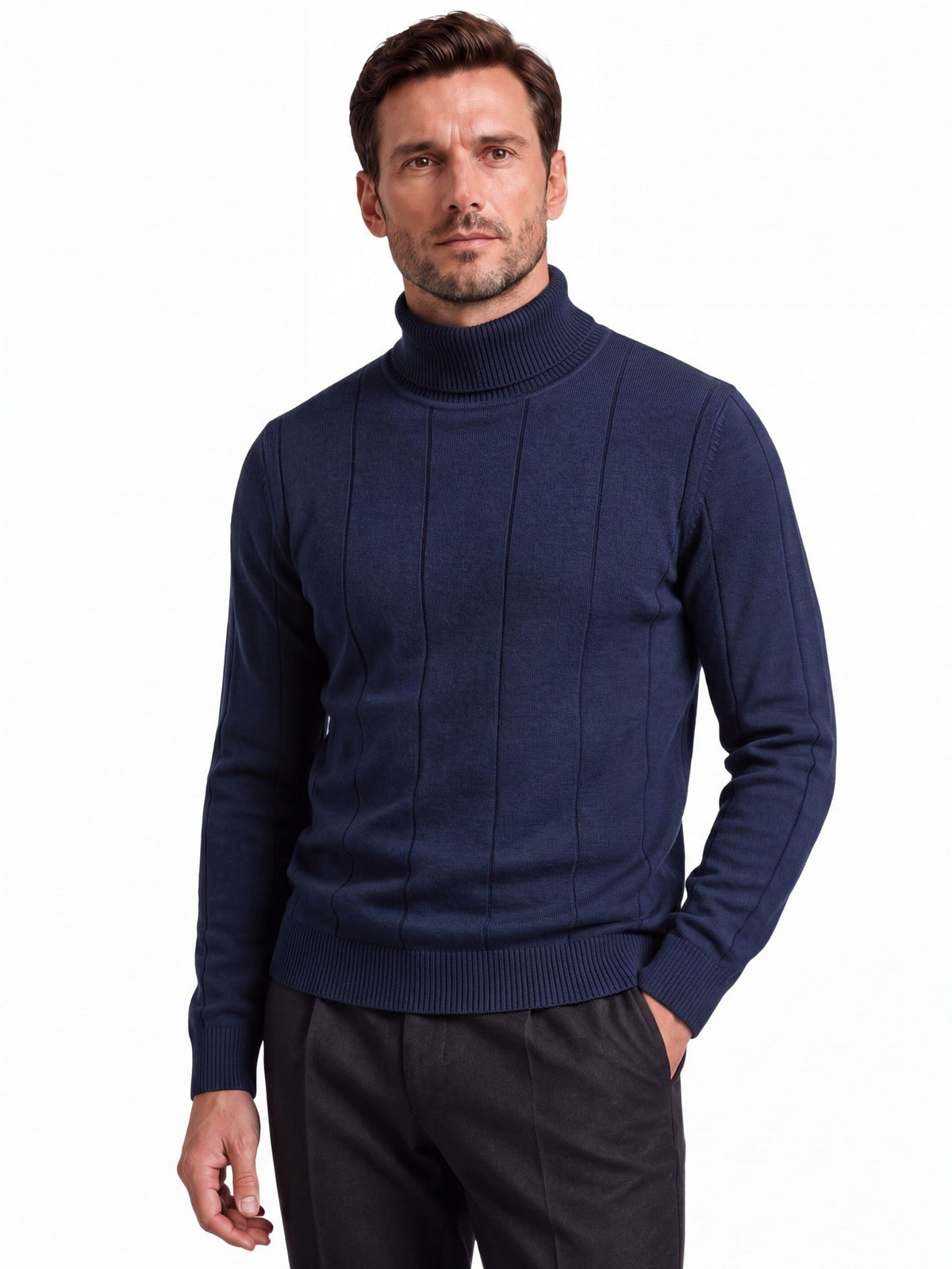 2026 Autumn Winter Cross-Border Trade Thickened Warm Sweater For Men, High Collar Slim Fit Men's Knitwear